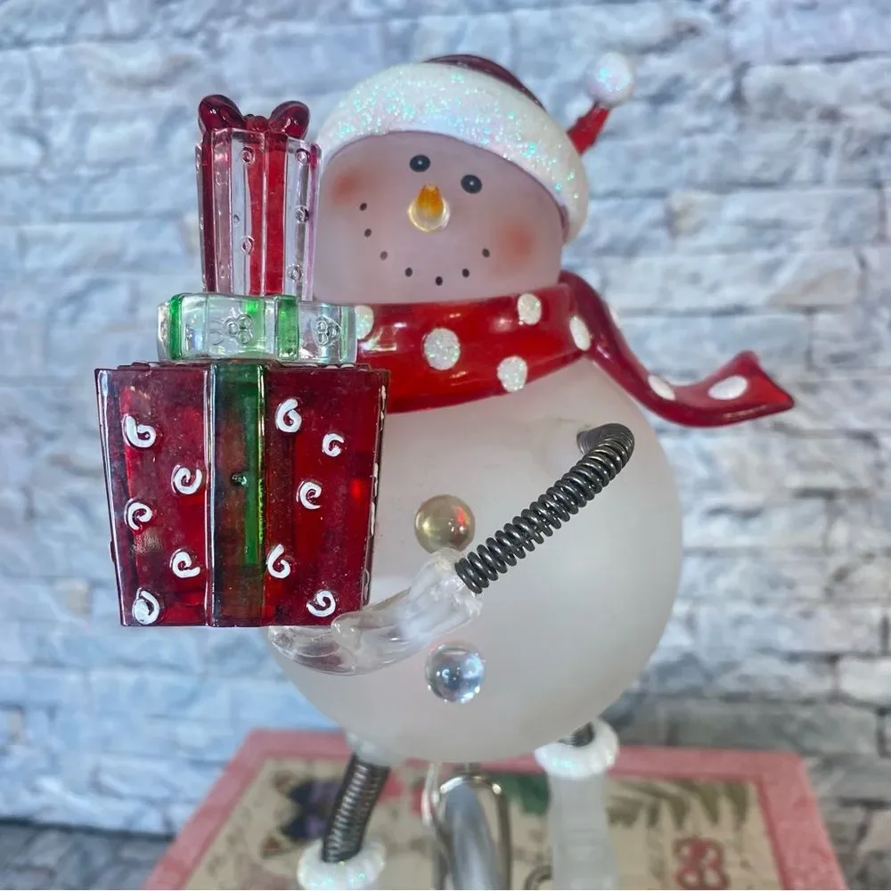 Vintage Glass Ceramic Snowman Riding Unicycle Light Up Christmasm Holiday Decor